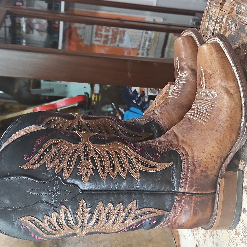Circle G COWBOY Boots Wings Sz 6.5 Leather Like New Western RV $200